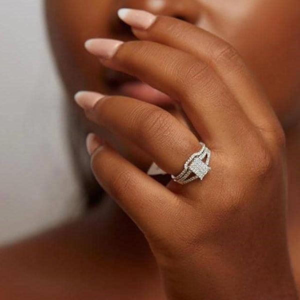 Item | Buy Precious Radiant Cut Natural Diamond Cluster Bride Set in 18KT Gold | SPOP Enterprise Global